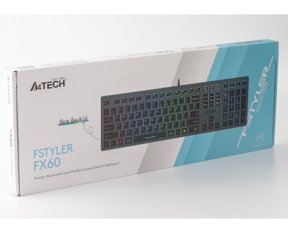 Клавиатура A4-Tech Fstyler FX60, серый цвет, USB, неоновая подсветка
