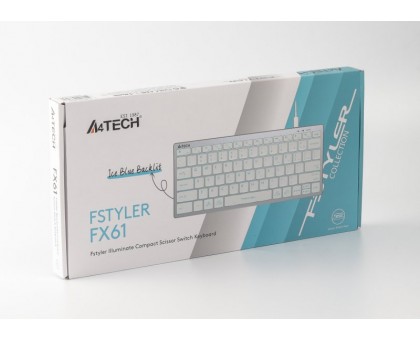 Клавіатура A4-Tech Fstyler FX61, білий колір, USB, блакитне підсвічування