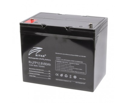 Акумуляторна електрична батарея літієва Ritar R-LFP12.8V80Ah, 12 В 80 Aгод, LiFePo4
