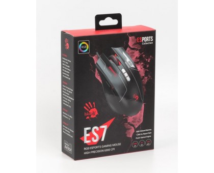 Мышь игровая A4Tech Bloody ES7 (Esports Black), RGB, 6000 CPI, 10M нажатий, черная