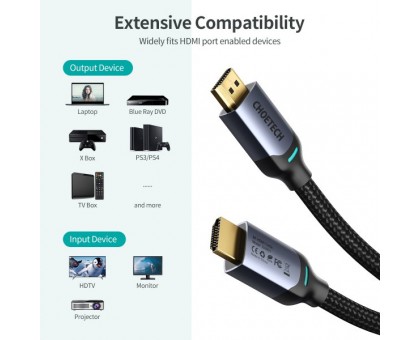 Кабель у коробці Choetech XHH01, HDMI V.2.1, вилка/вилка, з позолоченими контактами, 2 м