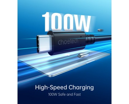 Кабель Choetech XCC-1028-BK,USB4 (40 Gb) Power Delivery (PD), до 100 Ватт C-тато/C-тато, 0.8 м.