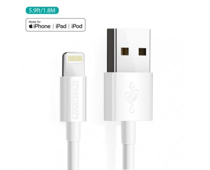 Кабель Choetech IP0027-WH, USB 2.0 А-тато/Lightning, 1.8 м.