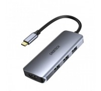 Адаптер Choetech HUB-M19-GY, USB Type-C 7-в-1, док станція (HDMI/PD/картридер/USB-A / USB-C), алюміній