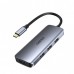 Адаптер Choetech HUB-M19-GY, USB Type-C 7-в-1, док станція (HDMI/PD/картридер/USB-A / USB-C), алюміній