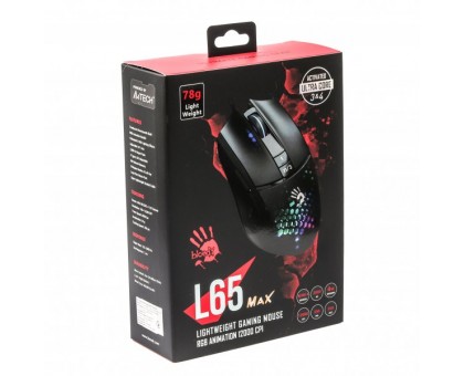 Мышь игровая A4Tech Bloody L65 Max (Honeycomb), RGB, 12000 CPI, 50M нажатий, активированное ПО Bloody, черная