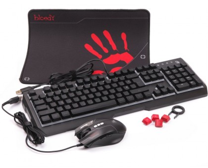Комплект A4Tech Bloody B1700 (Black) игровой, клавиатура, мышь, коврик USB