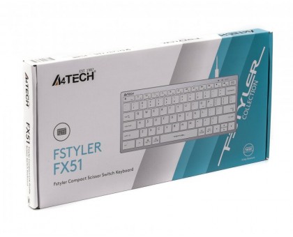 Клавиатура A4Tech FX51 USB (White) Fstyler проводнаяс ножечным переключателем, USB, белый цвет