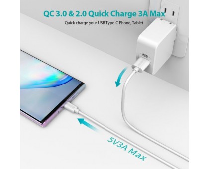 Кабель Choetech AC0002-WH, премиум качество USB 2.0 A-папа/C-папа,1м.