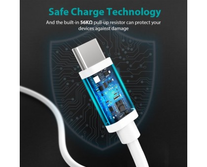 Кабель Choetech AC0002-WH, преміум якість USB 2.0 A-тато/C-тато,1 м.