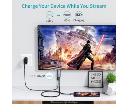 Кабель Choetech XCH-M180GY, USB-C на HDMI, 1.8м