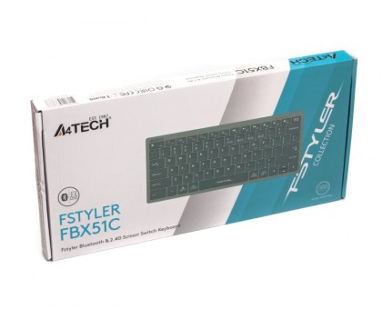 Клавиатура A4Tech FBX51C (Matcha Green) Fstyler беспроводная с ножничным переключателем, зеленая