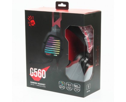 Гарнитура игровая Bloody G560 Sports Red с подсветкой, цвет черно-красный, USB
