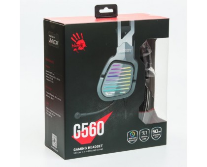 Гарнитура игровая Bloody G560 Gun Grey с подсветкой, цвет серый, USB