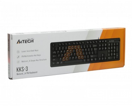 Клавиатура A4Tech KKS-3, USB, черная, горячие клавиши