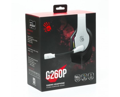 Гарнитура игровая Bloody G260p (White) с подсветкой, USB, цвет белый