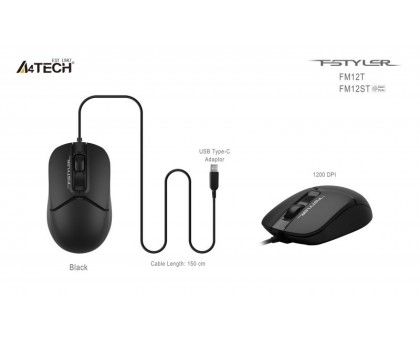 Миша A4Tech Fstyler FM12ST (Black), USB, колір чорний
