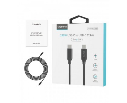 Кабель Choetech XCC-1036-BK, преміум якість USB2.0 A-папа/C-папа, 2 м.