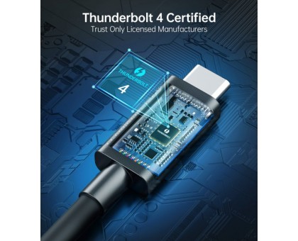 Кабель Choetech A3010-BK,Thunderbolt4 (40 Gb) Power Delivery (PD), до 100 Ватт C-тато/C-тато, 0.8 м.