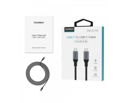 Кабель Choetech XCC-1003-BK, преміум якість USB 2.0 C-тато/C-тато, 1,2 м.