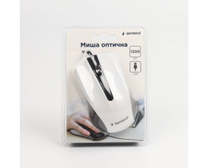 Оптическая мышка Gembird MUS-101-W, USB интерфейс, белый цвет