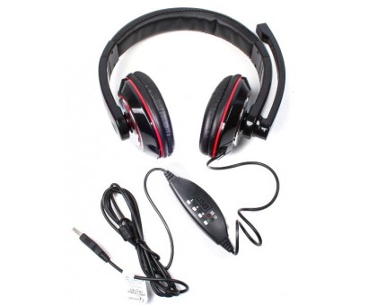 Навушники з мікрофоном Gembird MHS-U-001, USB інтерфейс, глянцевий чорний колір