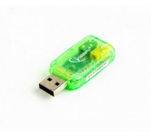 Адаптер Gembird SC-USB-01, USB2.0 to Audio, зеленого цвета, блистер