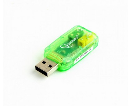 Адаптер Gembird SC-USB-01, USB2.0 to Audio, зеленого цвета, блистер