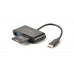 Кардридер Type-C Gembird UHB-CR3-02, выход - USB 2.0, SD+Micro-SD, пластик, черный