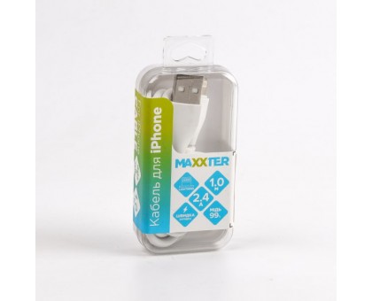 Кабель Maxxter UB-L-USB-01W, USB 2.0 А-тато/Lightning, 1.0 м.