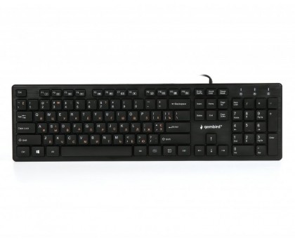 Клавиатура проводная Gembird KB-MCH-03-UA, украинская раскладка, мультимедийная, "шоколадные" клавиши, черный цвет