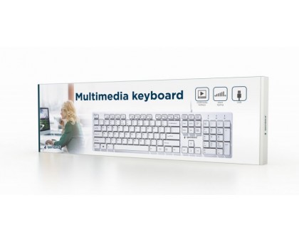 Клавиатура проводная Gembird KB-MCH-03-W-UA, украинская раскладка, мультимедийная, "шоколадные" клавиши, белый цвет