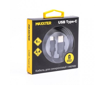 Кабель Maxxter UB-C-USB-02-1m, USB 2.0 A-тато/C-тато, 1 м.