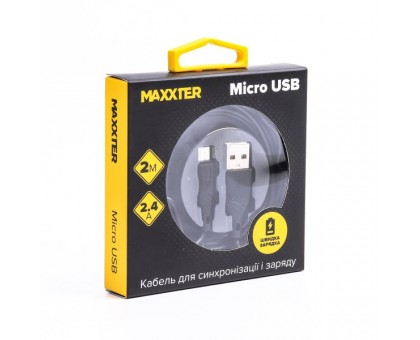Кабель Maxxter UB-M-USB-02-2m, USB 2.0 A-тато/Micro B-тато, 2,0 м.