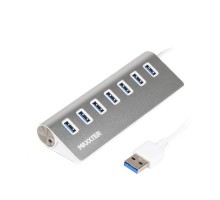 Хаб USB 3.0 Type-A HU3A-7P-01 на 7 портов, металл, серебристый
