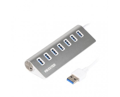 Хаб USB 3.0 Type-A HU3A-7P-01 на 7 портів, метал, сріблястий