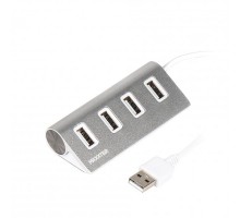 Хаб USB 2.0 Type-A HU2A-4P-01 на 4 порти, метал, сріблястий