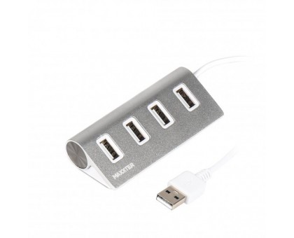 Хаб USB 2.0 Type-A HU2A-4P-01 на 4 порта, металл, серебристый