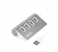 Хаб USB 3.0 Type-A HU3A-4P-01 на 4 порти, метал, сріблястий