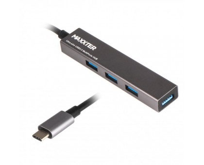 Хаб USB 3.0 Type-C HU3С-4P-02 на 4 порта, металл, темно-серый