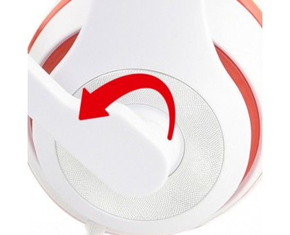 Наушники стерео накладные, с микрофоном, 3.5 Jack 1x4-pin, белый с красным.