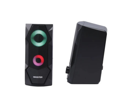 Колонки акустические Maxxter CSP-U002RGB, пластиковый корпус, 6 Вт, USB питание, RGB подсветка, черный цвет