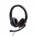 Навушники стерео накладні Gembird MHS-03-BKRD, з мікрофоном, 3.5 Jack 1x4-pin, чорний з червоним