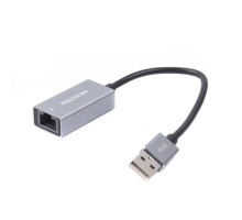 Адаптер Maxxter NEA-U2-01, с USB на Ethernet, 100 Mbps, металл, темно-серый