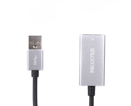 Адаптер Maxxter NEA-U2-01, з USB на Ethernet, 100 Mbps, метал, темно-сірий