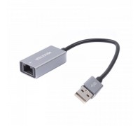 Адаптер Maxxter NEA-U2-01, з USB на Ethernet, 100 Mbps, метал, темно-сірий