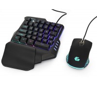 Комплект игровой GGS-IVAR-TWIN, 2-в-1, одноручная клавиатура + мышь, подсветка, черный цвет