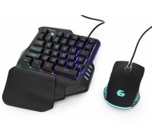 Комплект игровой GGS-IVAR-TWIN, 2-в-1, одноручная клавиатура + мышь, подсветка, черный цвет