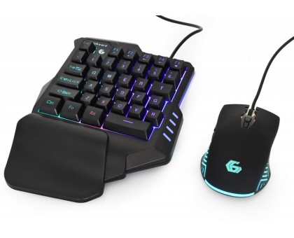 Комплект ігровий GGS-IVAR-TWIN, 2-в-1, одноручна клавіатура + миша, підсвічування, чорний колір