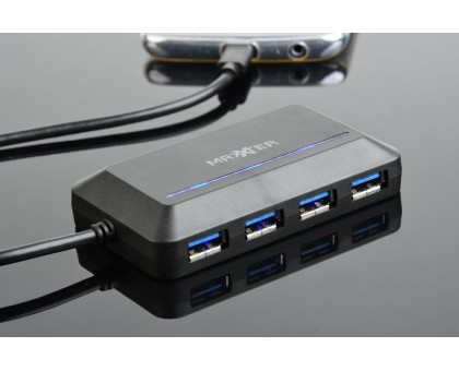 Хаб USB 3.0 Type-С на 4 порти, пластик, чорний